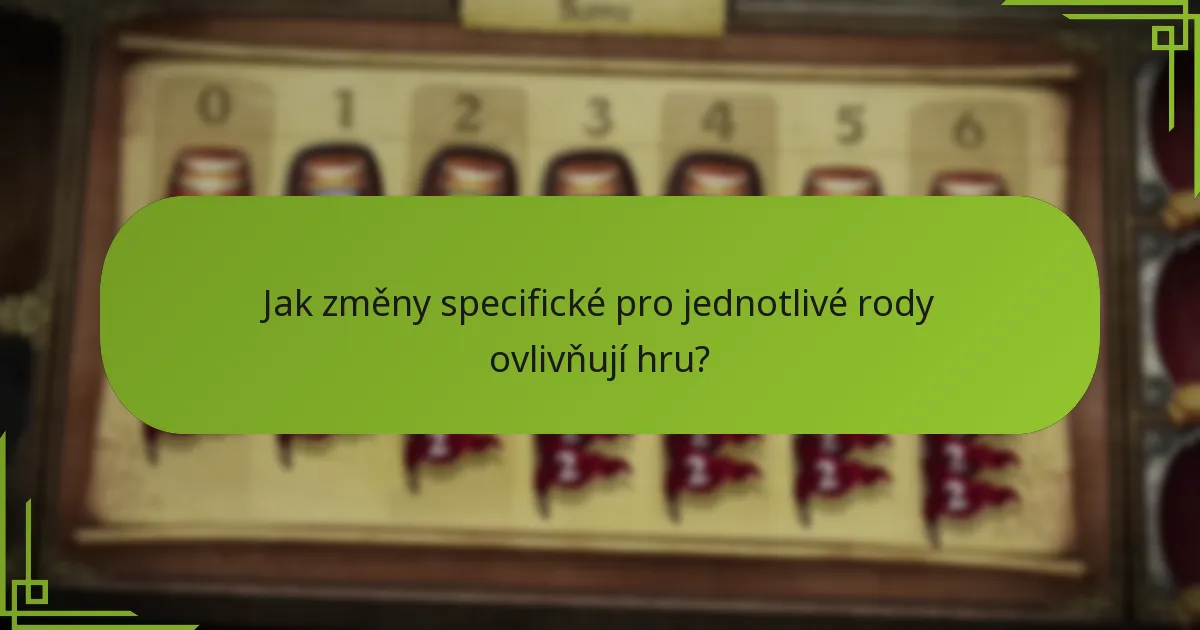 Jak změny specifické pro jednotlivé rody ovlivňují hru?